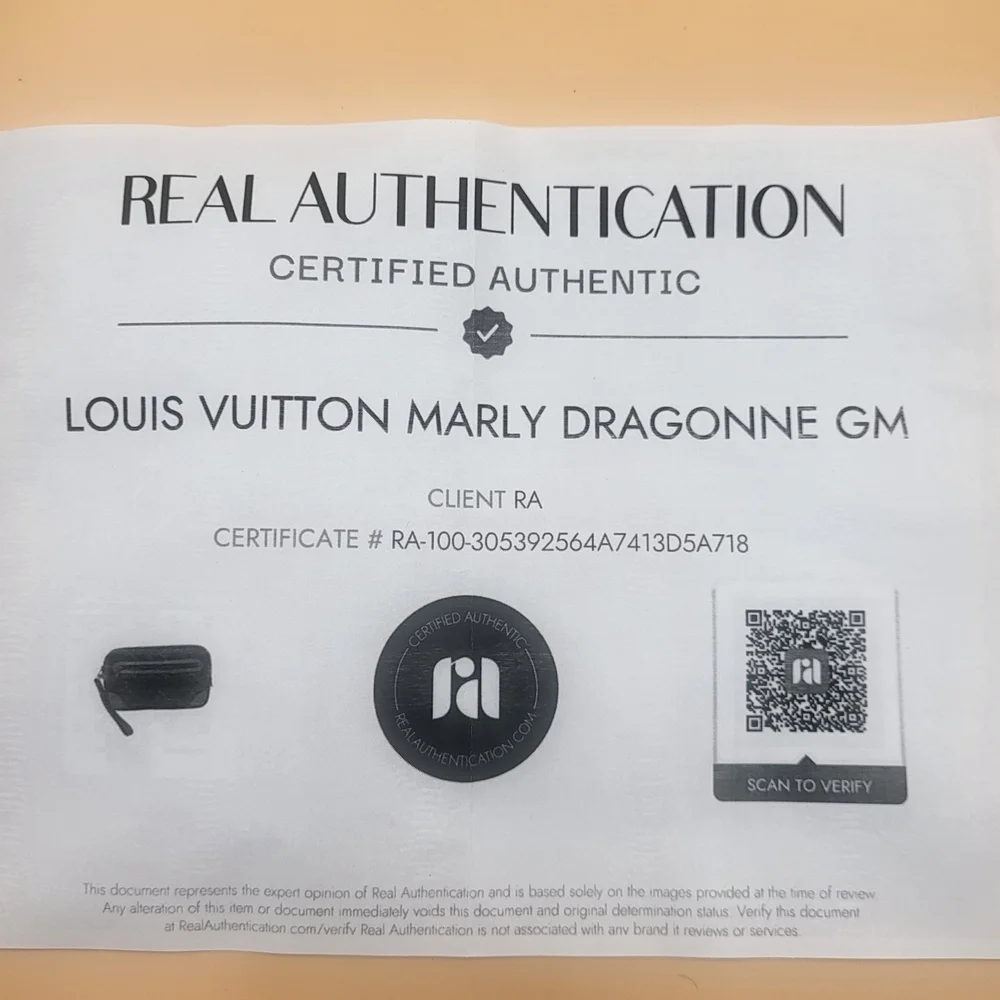 LOUIS VUITTON MARLY DRAGONNE GM CLUCTH BAG PURSE, Authentic w/COA.